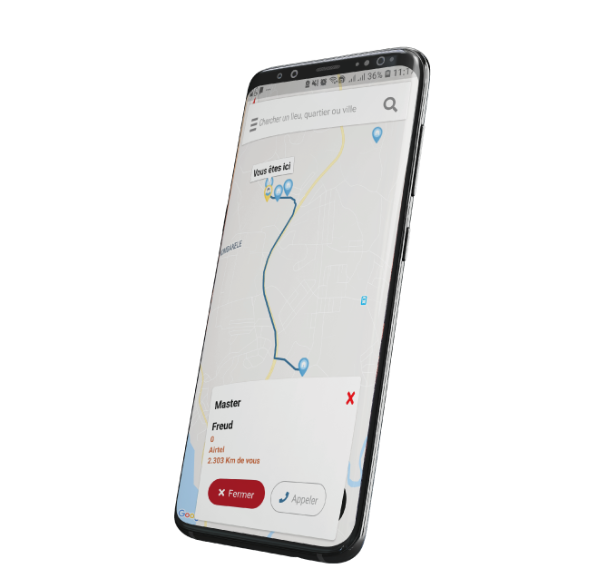 Application iLink World : carte des agents à proximité et itinéraire jusqu'au point de retrait